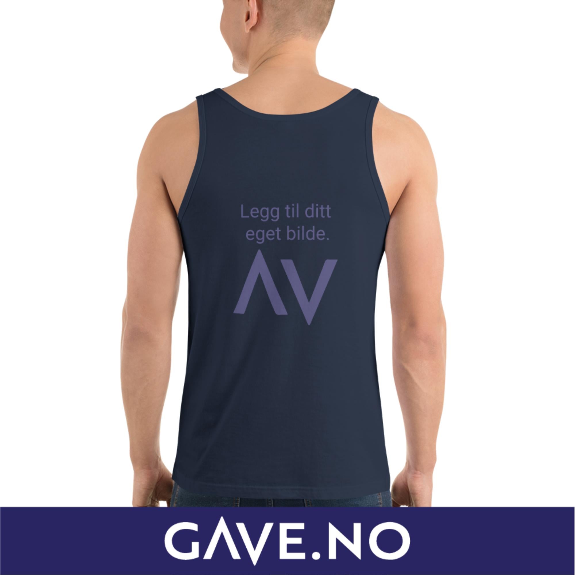 Unisex-topp med ditt eget bilde (print bak)