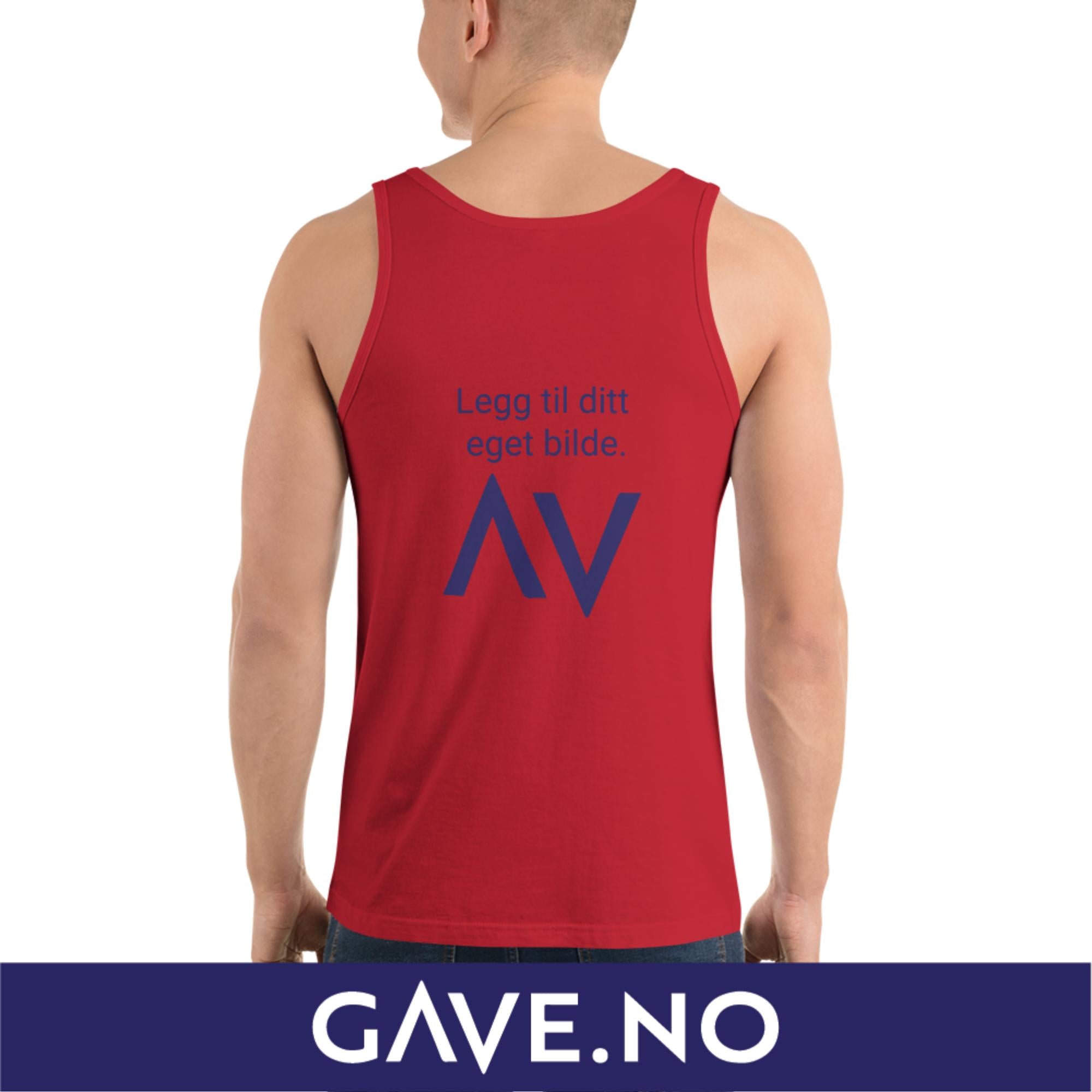 Unisex-topp med ditt eget bilde (print bak)