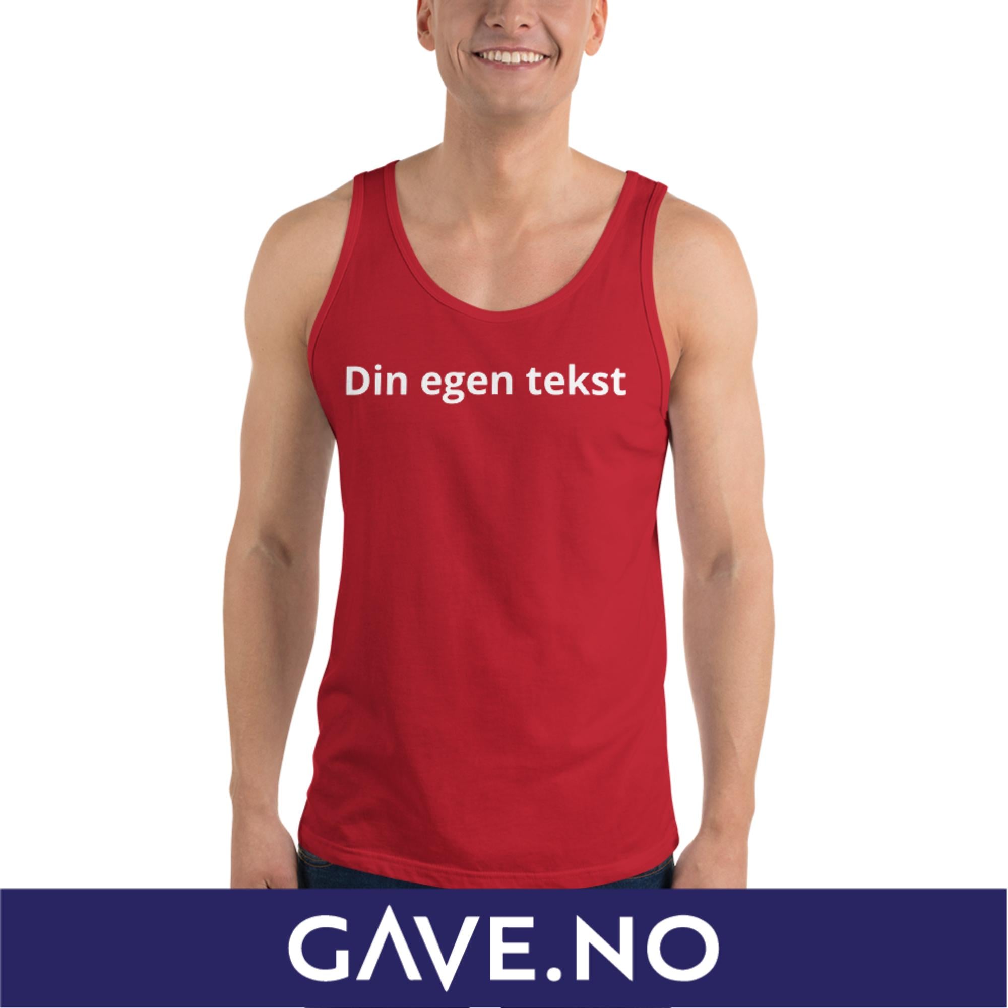 Unisex-topp med din egen tekst (print foran)