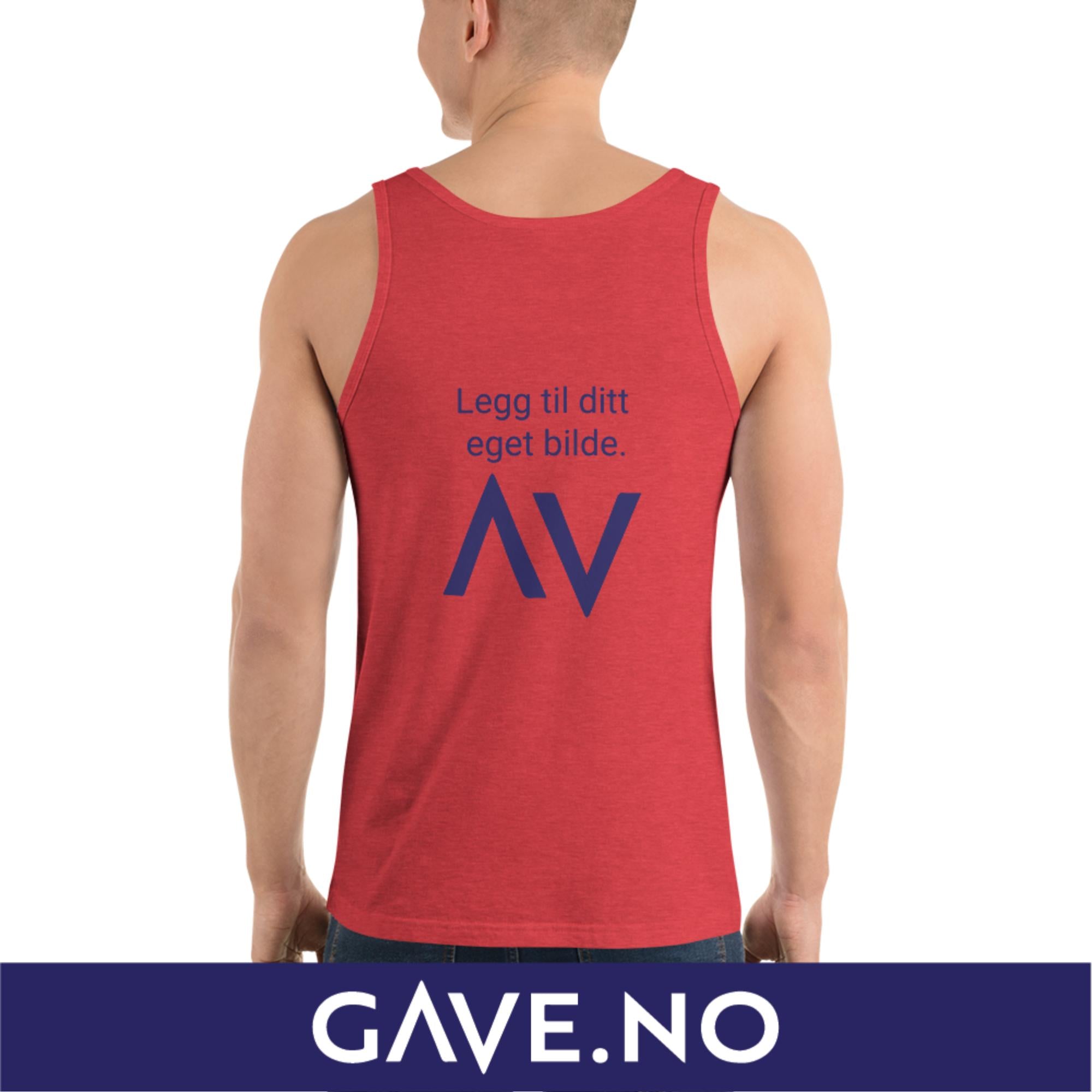 Unisex-topp med ditt eget bilde (print bak)