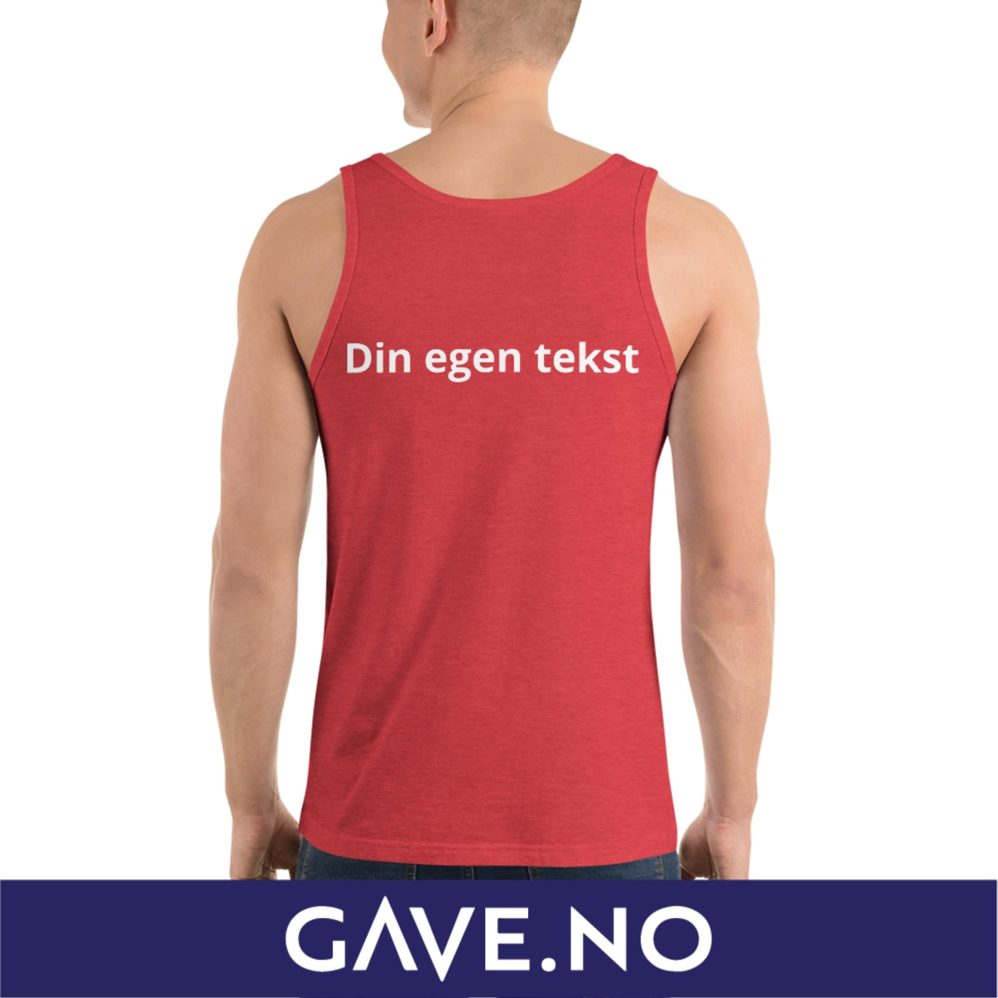 Unisex-topp med din egen tekst (print bak)