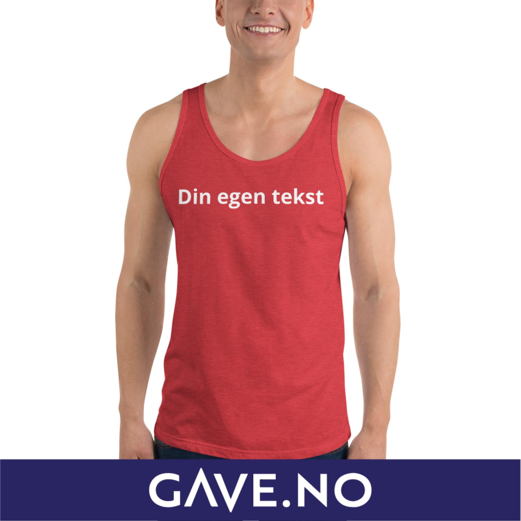 Unisex-topp med din egen tekst (print foran)