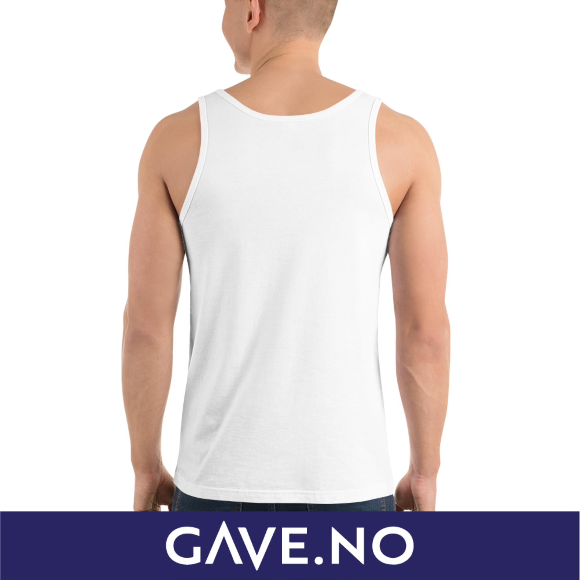 Unisex-topp med din egen tekst (print bak)