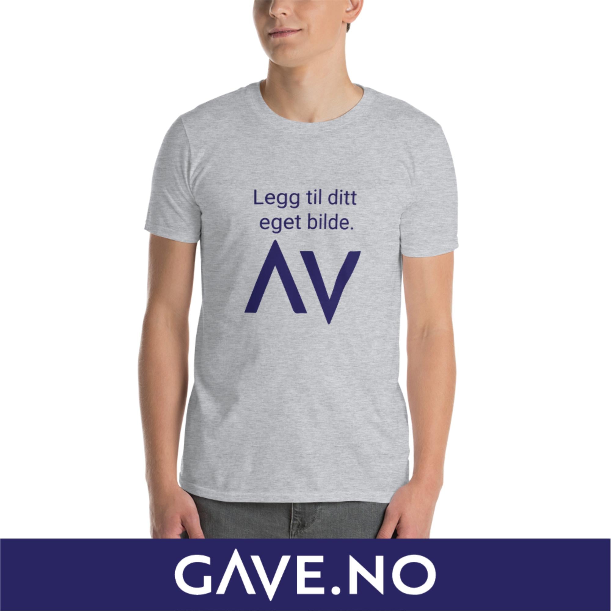 Kortermet unisex T-skjorte med din eget bilde (print foran)