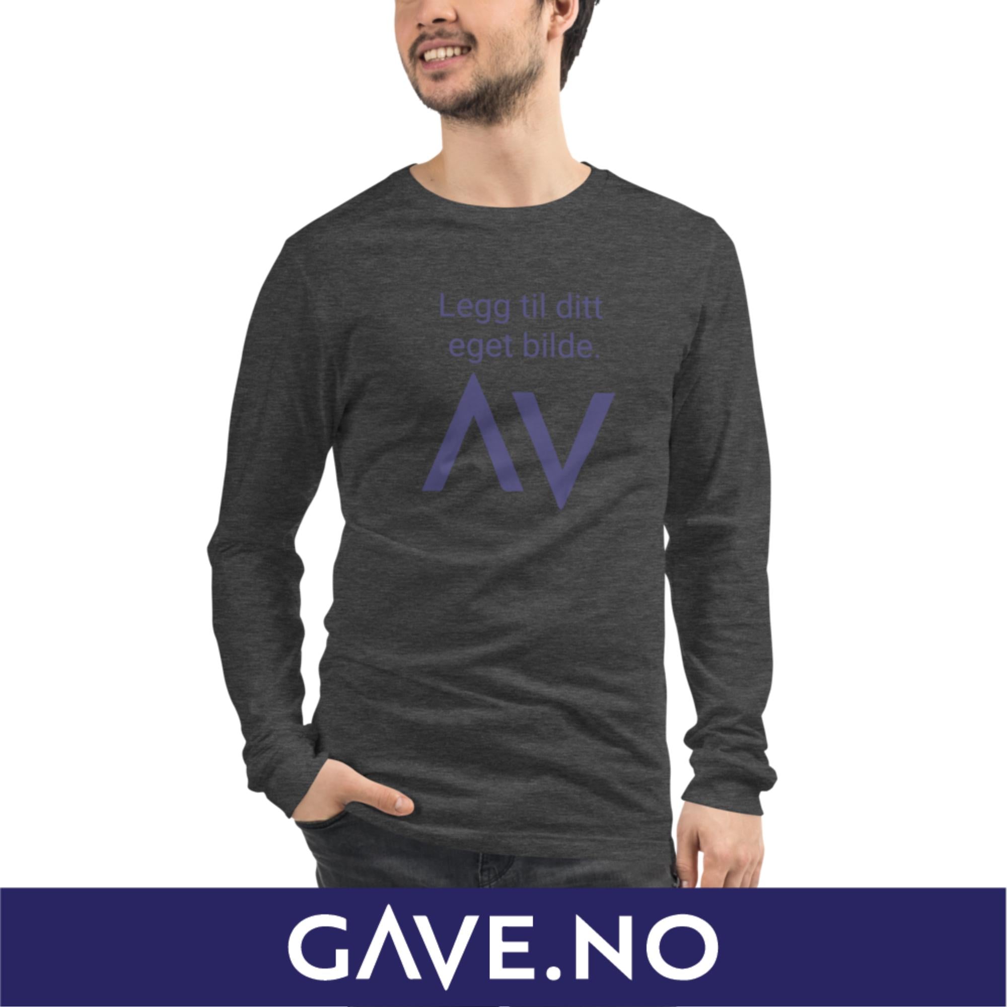 Unisex langermet t-skjorte med din egen tekst (print foran)