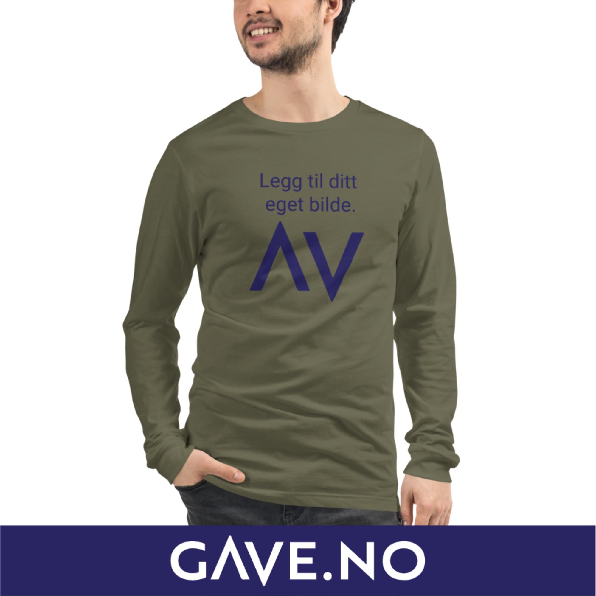 Unisex langermet t-skjorte med din egen tekst (print foran)