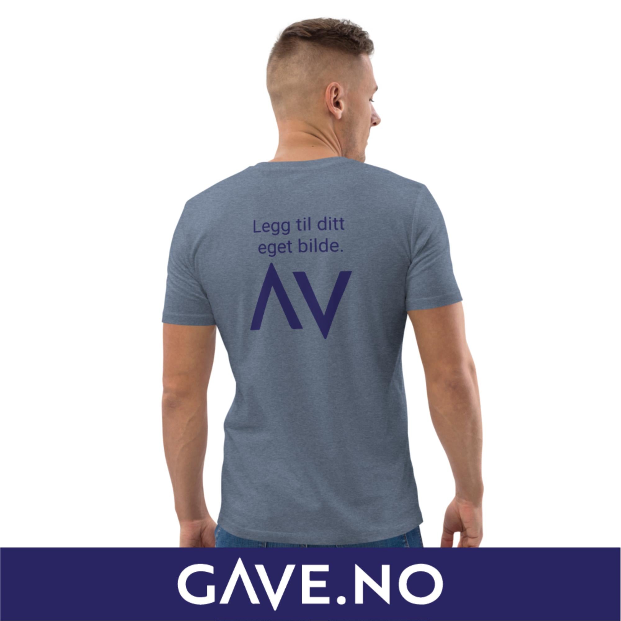 Unisex t-skjorte i økologisk bomull med din eget bilde på ryggen (print bak)