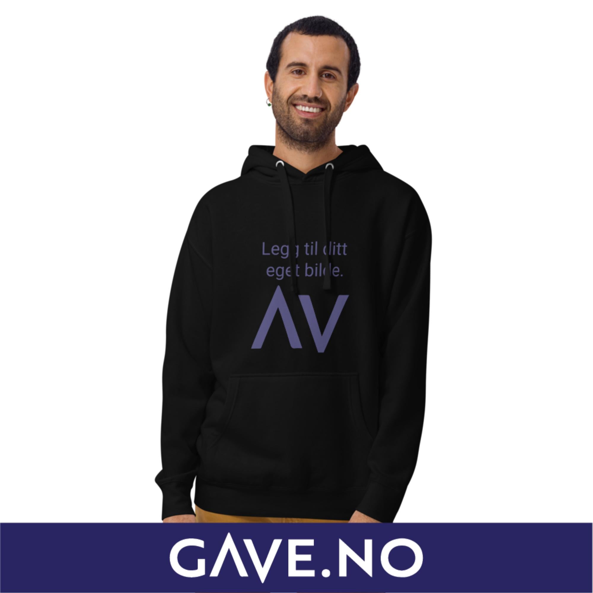 Unisex hettegenser med din egen tekst (print foran)