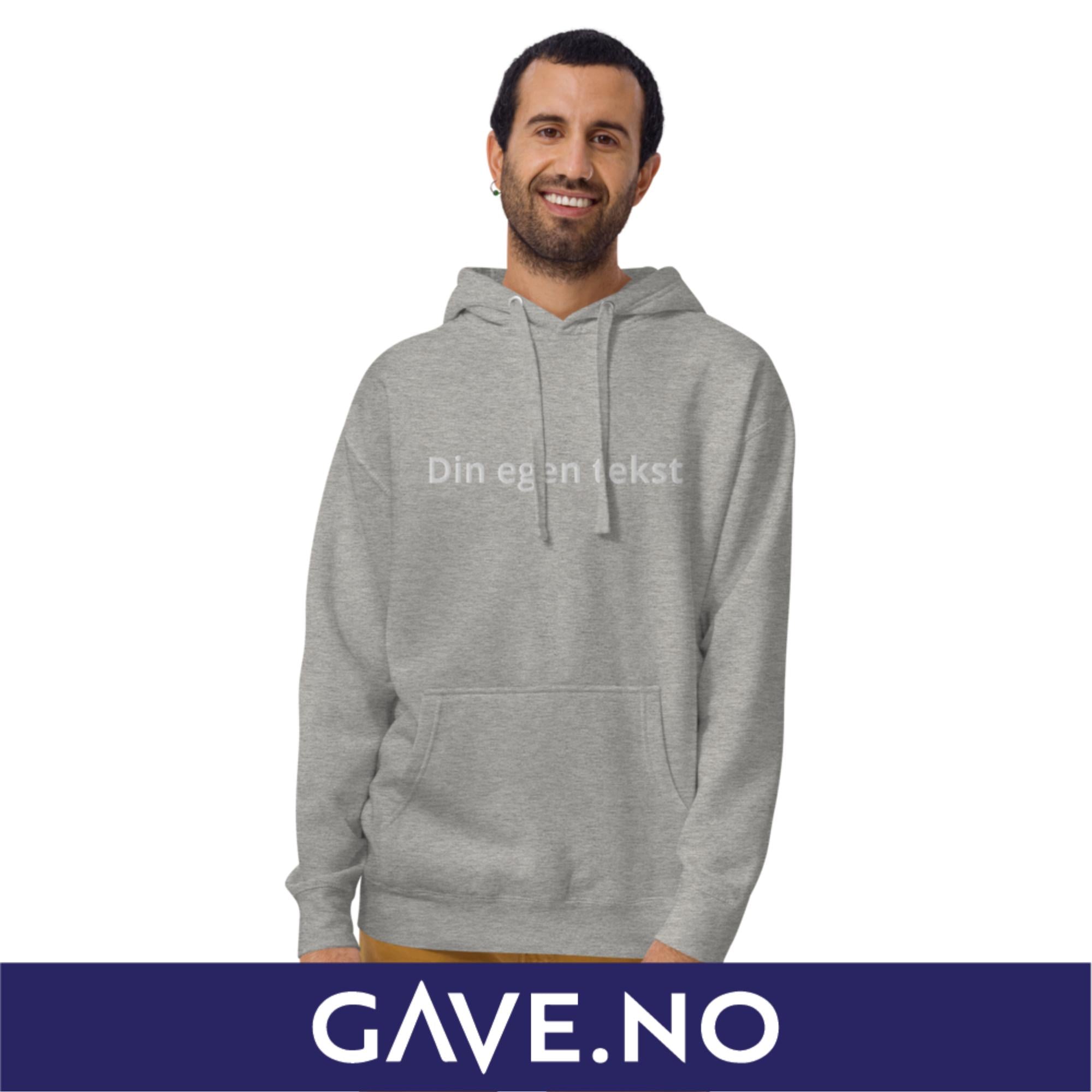 Unisex hettegenser med din egen tekst (brodert foran)