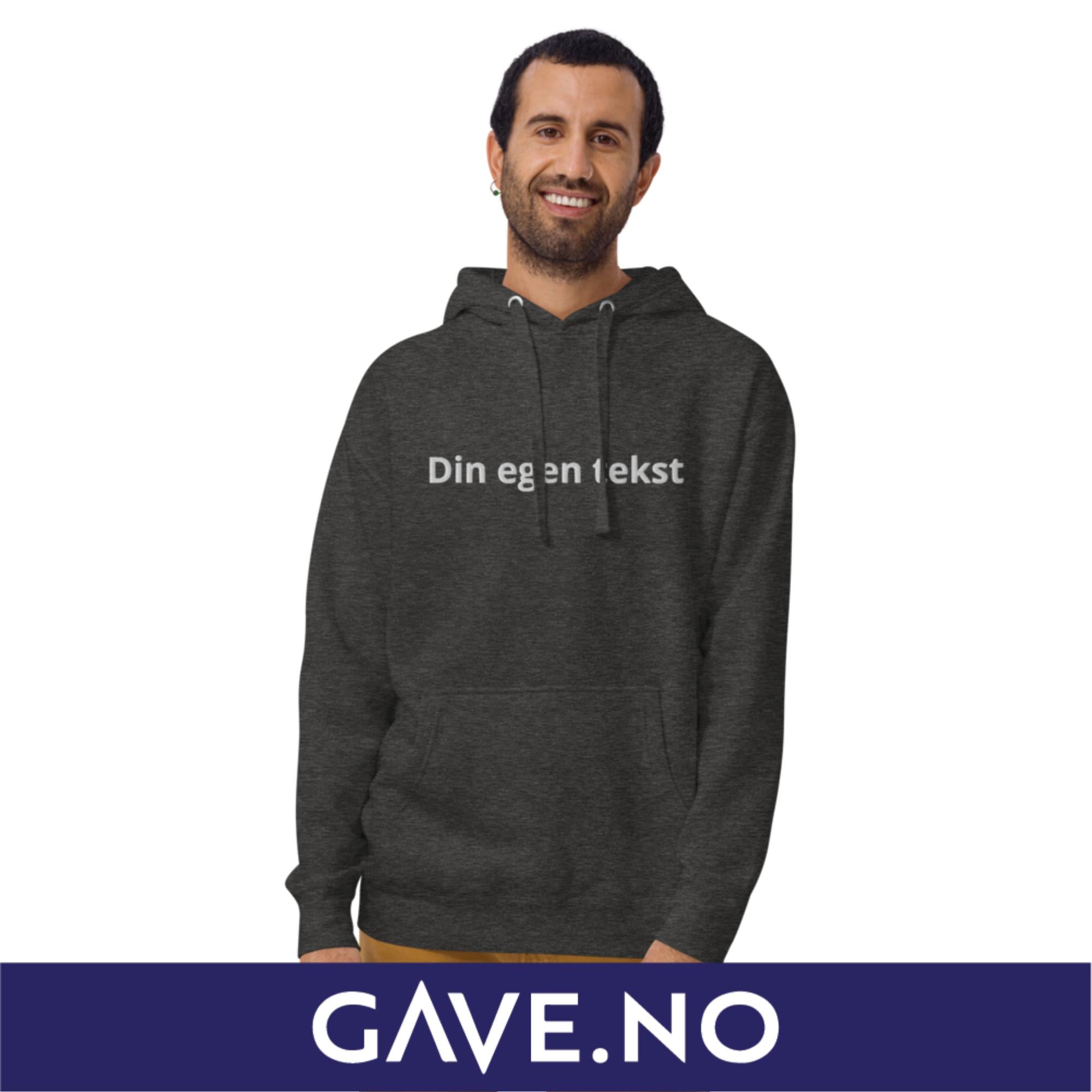 Unisex hettegenser med din egen tekst (brodert foran)