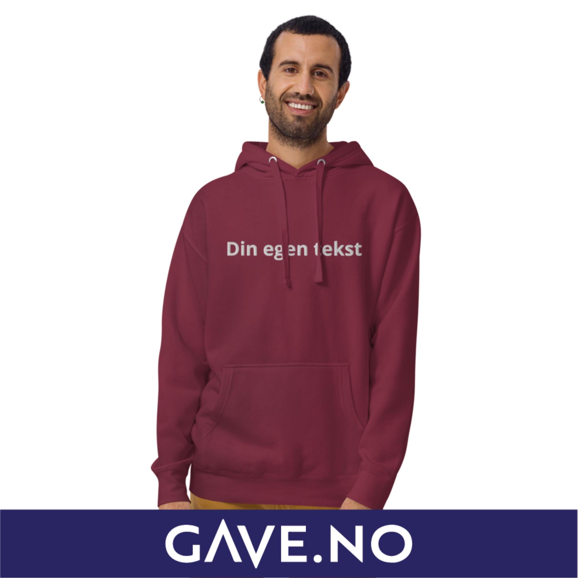 Unisex hettegenser med din egen tekst (brodert foran)