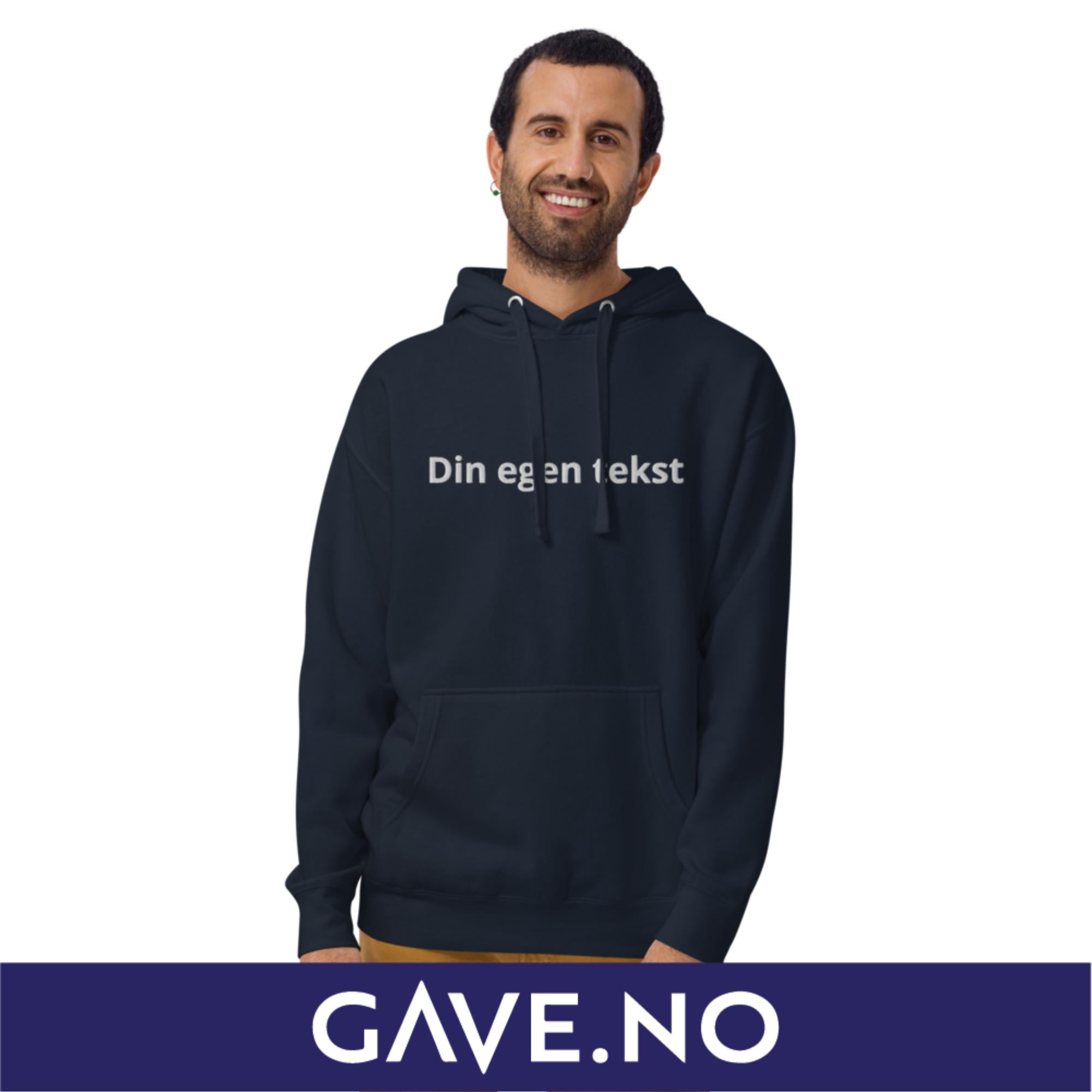 Unisex hettegenser med din egen tekst (brodert foran)