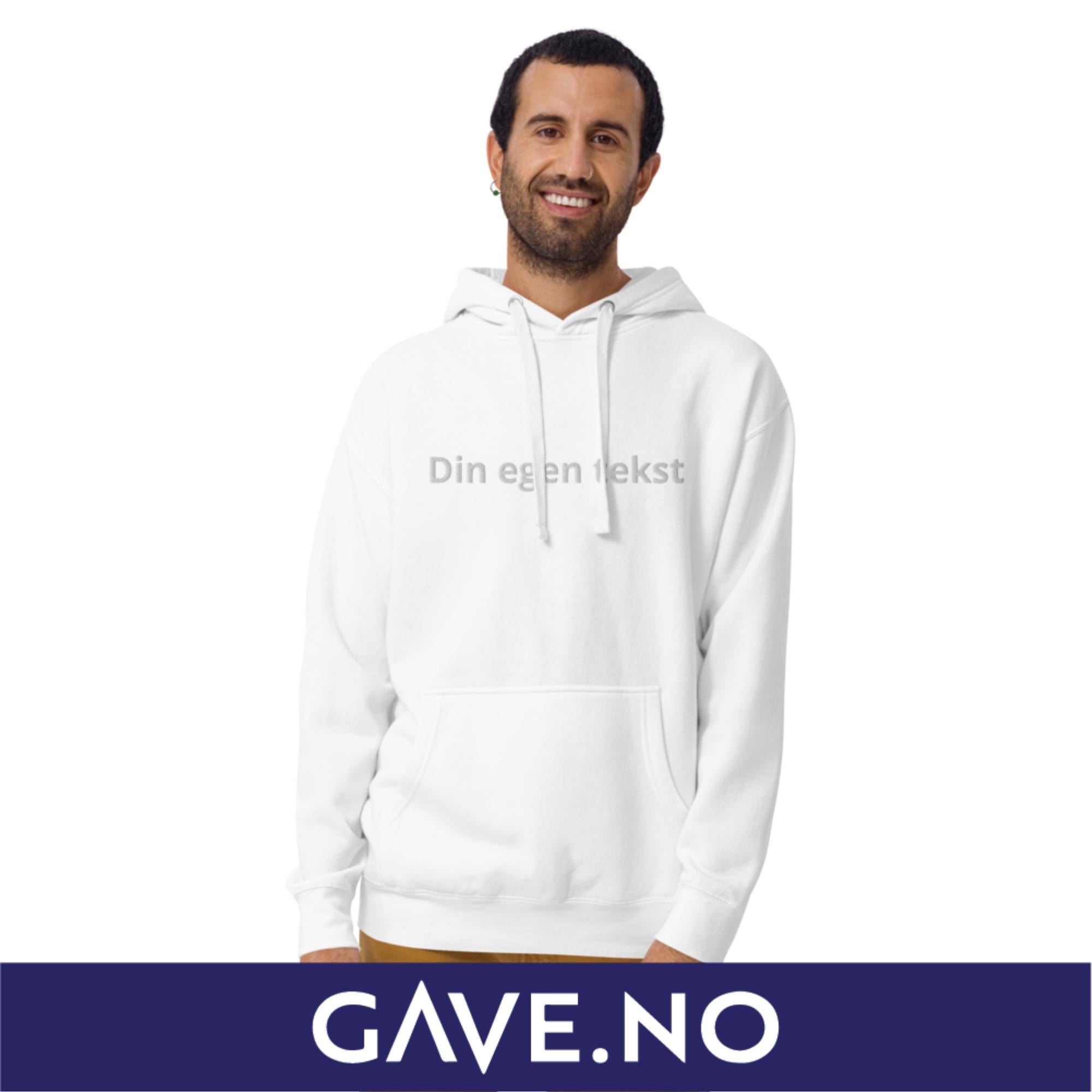 Unisex hettegenser med din egen tekst (brodert foran)