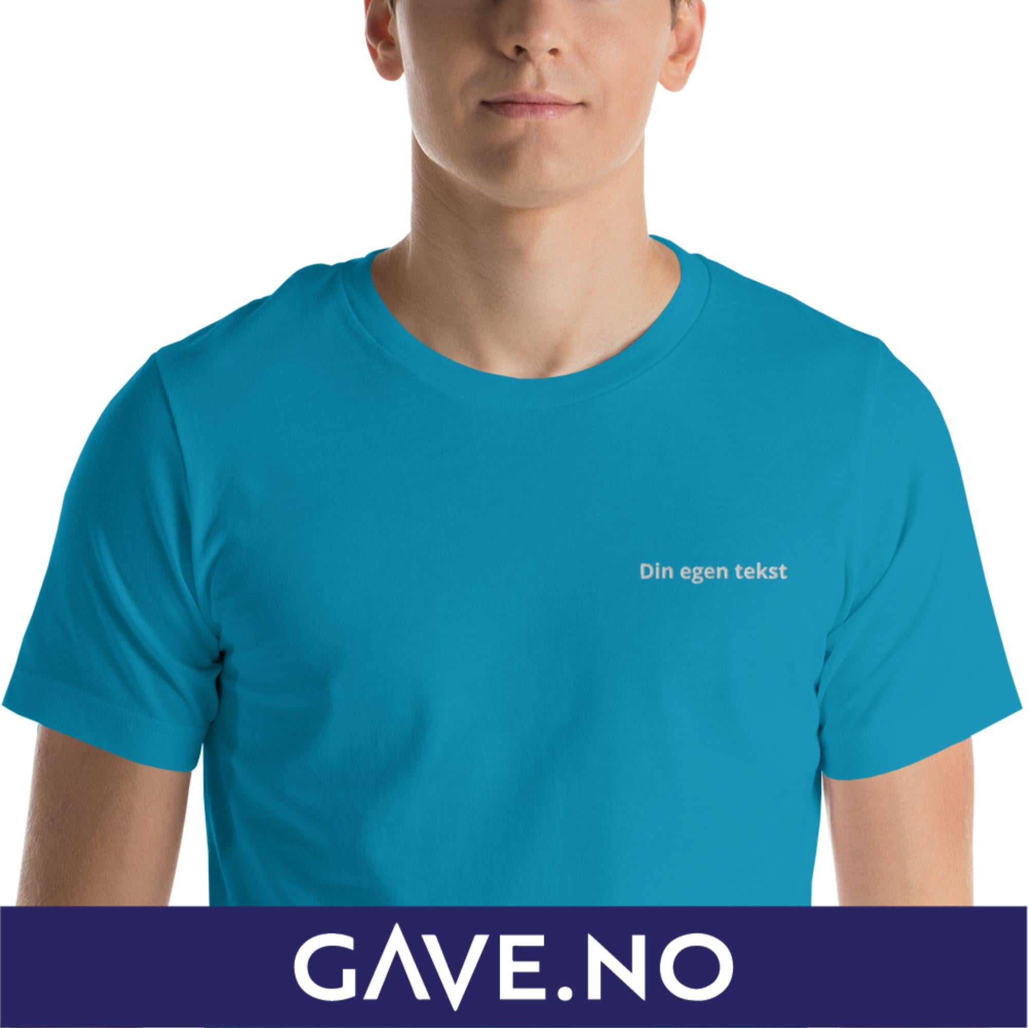 Unisex t-skjorte med din egen tekst (print venstre)