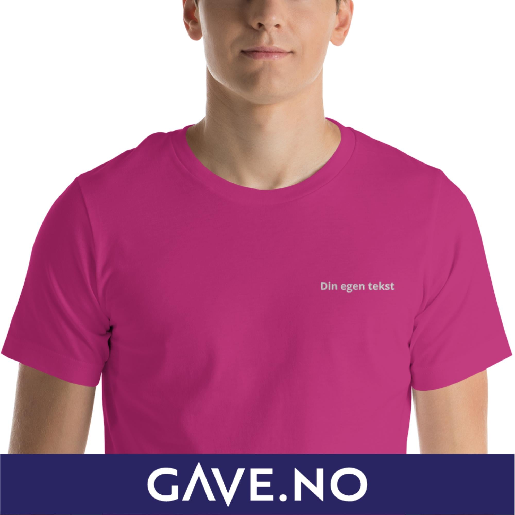 Unisex t-skjorte med din egen tekst (print venstre)