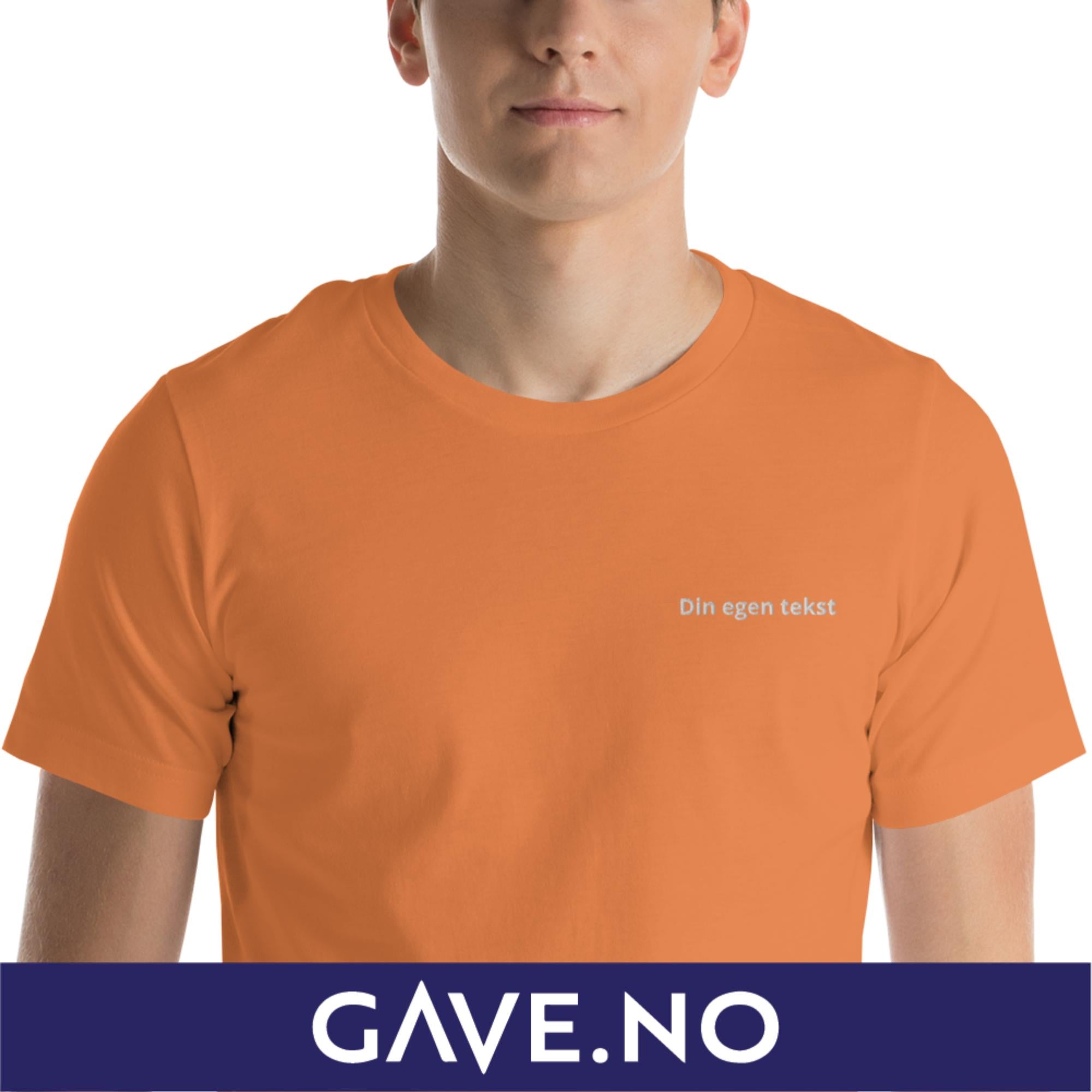Unisex t-skjorte med din egen tekst (print venstre)