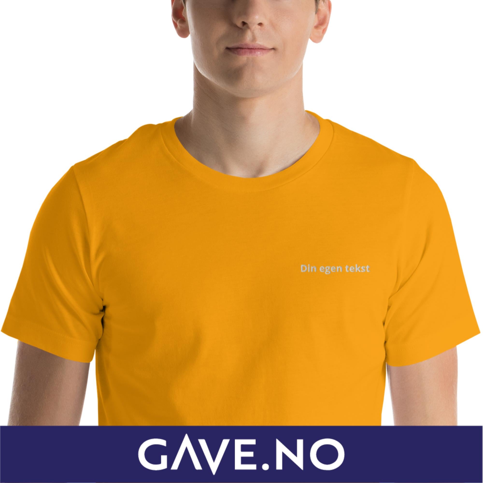Unisex t-skjorte med din egen tekst (print venstre)