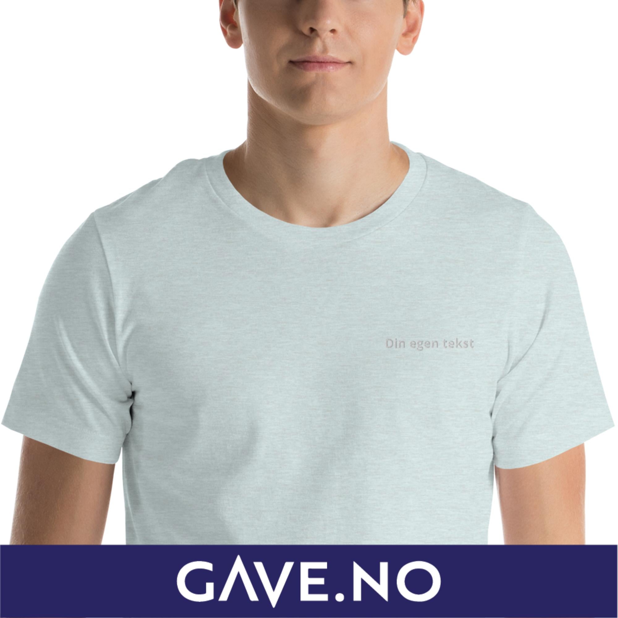 Unisex t-skjorte med din egen tekst (print venstre)