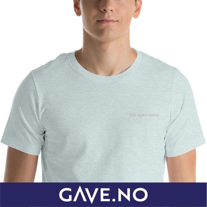 Unisex t-skjorte med din egen tekst (print venstre)