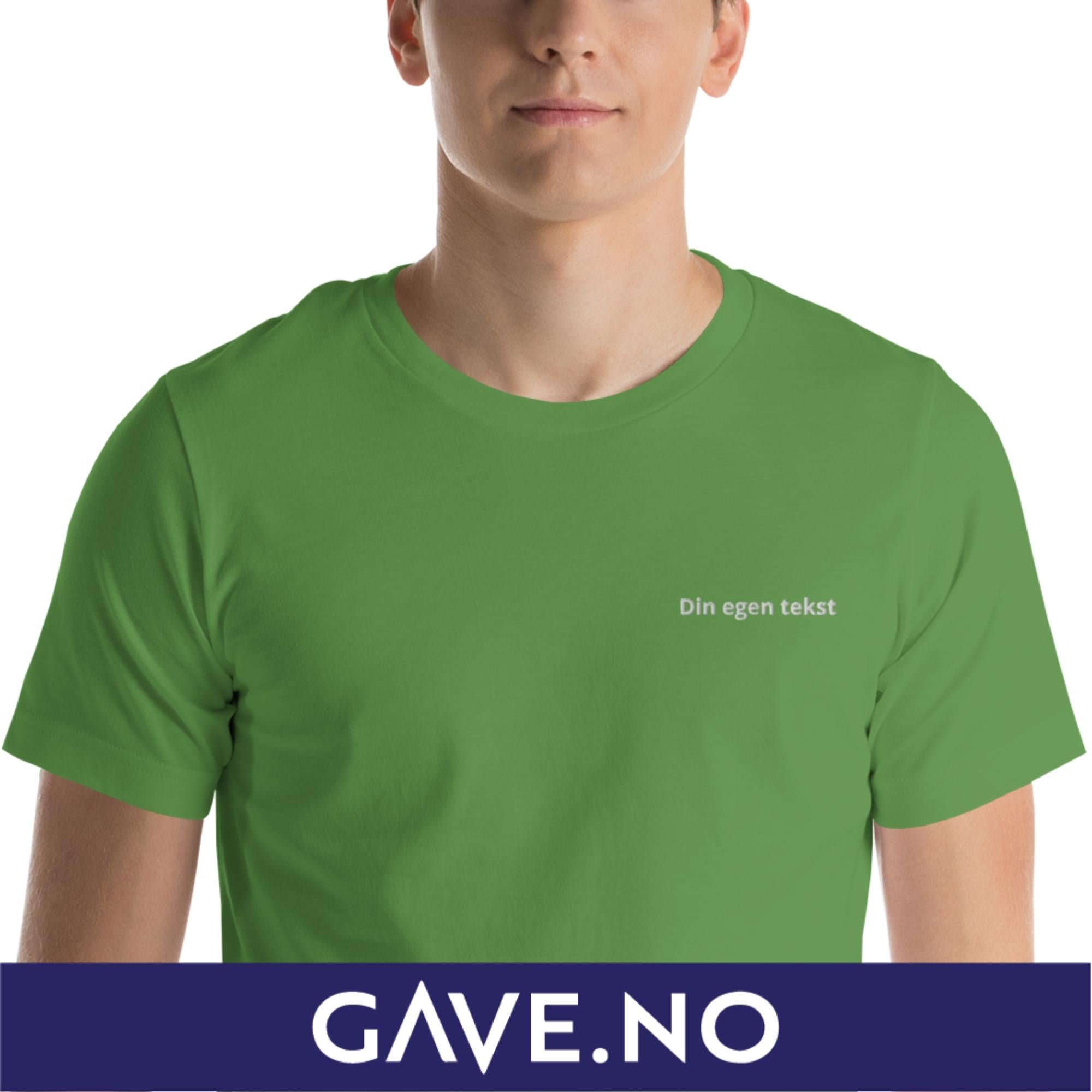 Unisex t-skjorte med din egen tekst (print venstre)