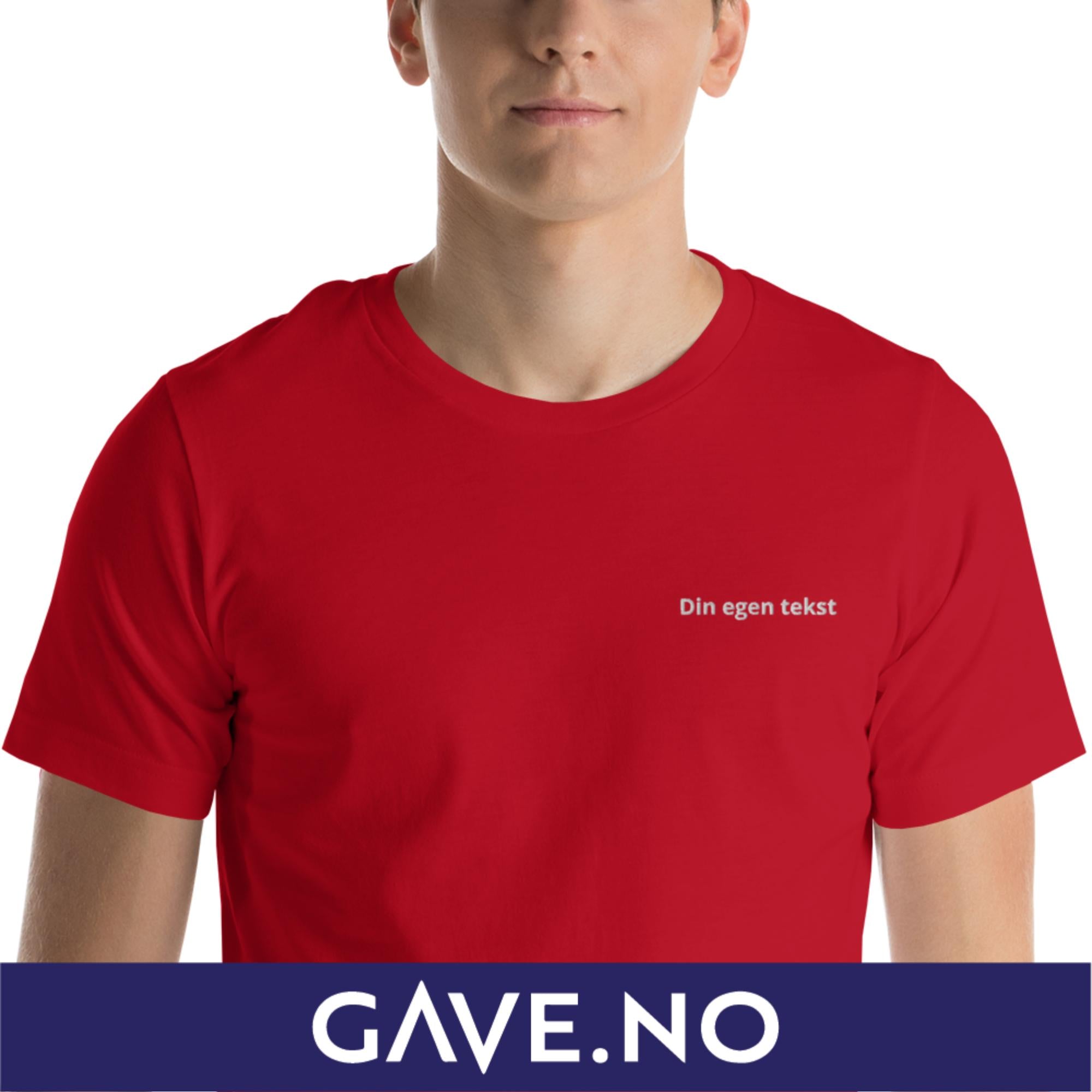 Unisex t-skjorte med din egen tekst (print venstre)