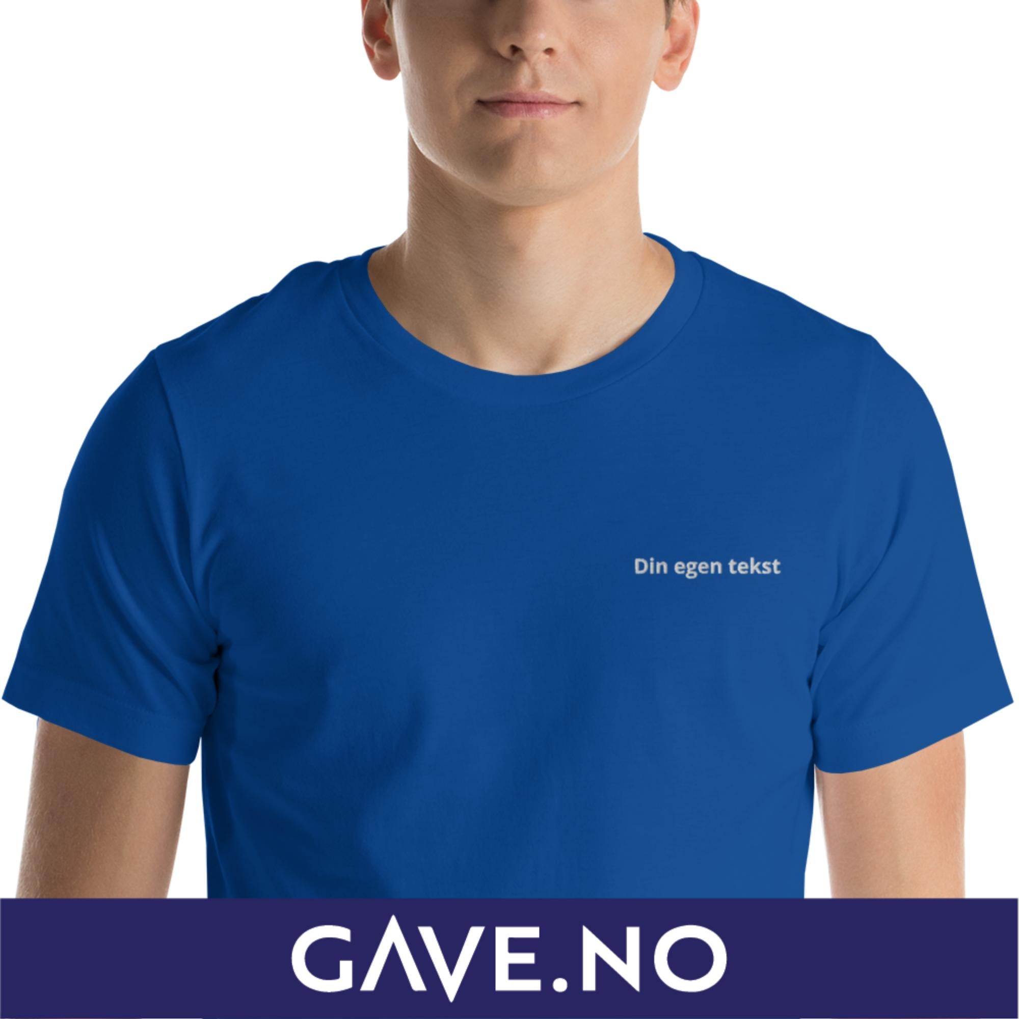 Unisex t-skjorte med din egen tekst (print venstre)