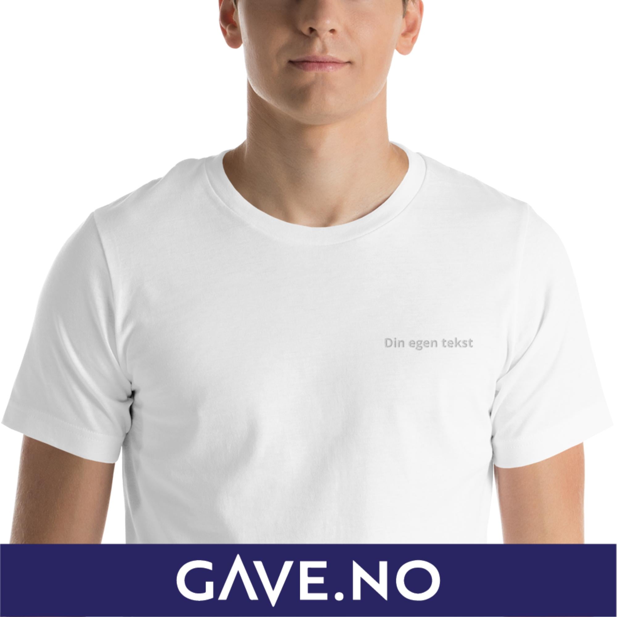Unisex t-skjorte med din egen tekst (print venstre)