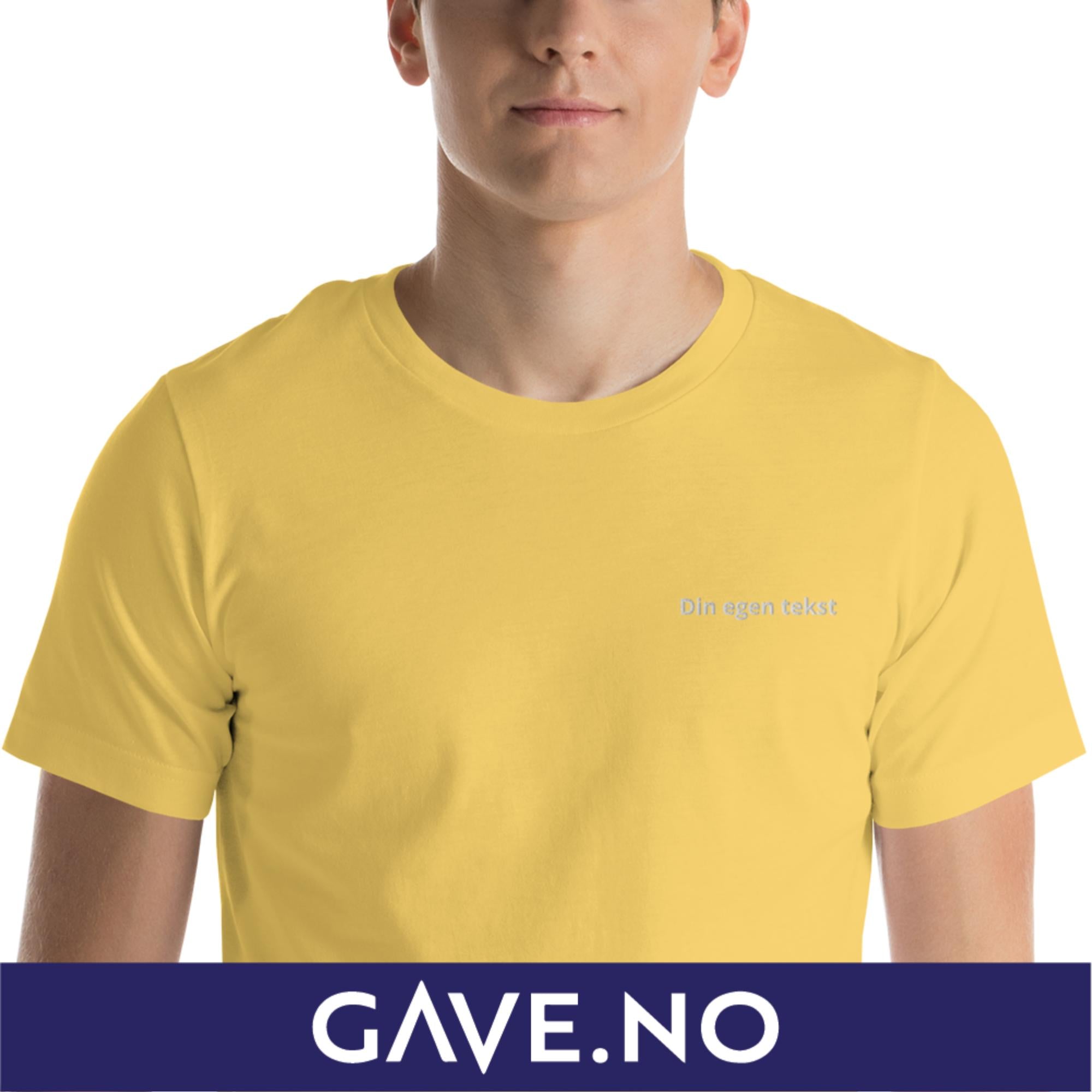 Unisex t-skjorte med din egen tekst (print venstre)