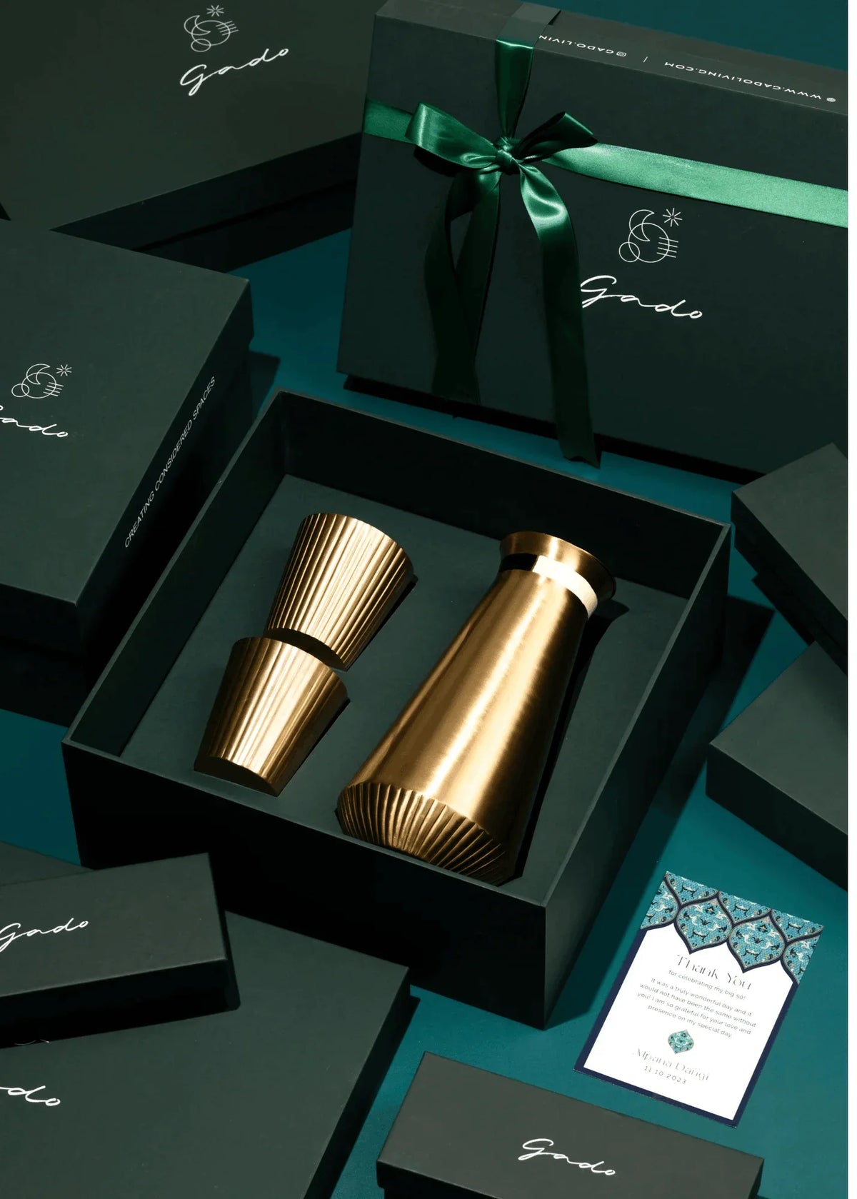 Khasiyat Brass Gift Set | Handcrafted Carafe & 2 Tumblers Set