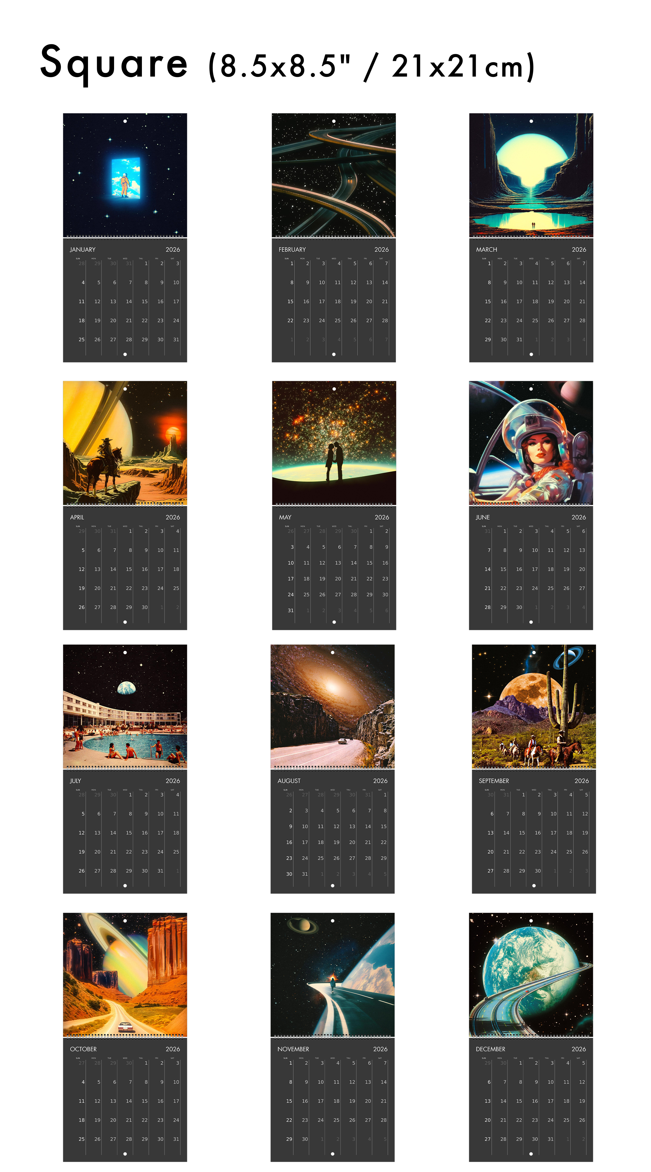 2026 Wall Calendar: Space Escape