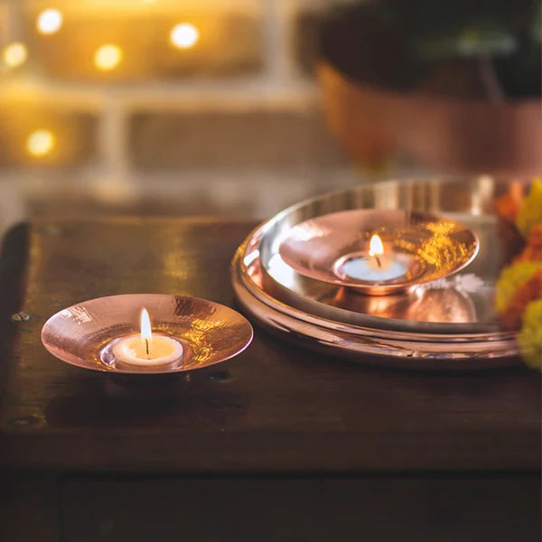 Copper Tea-light Holders | Gift Set of 2