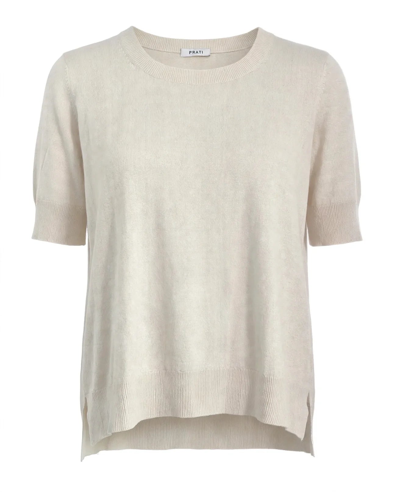 Cashmere Silk crew short sleeve sweater off white