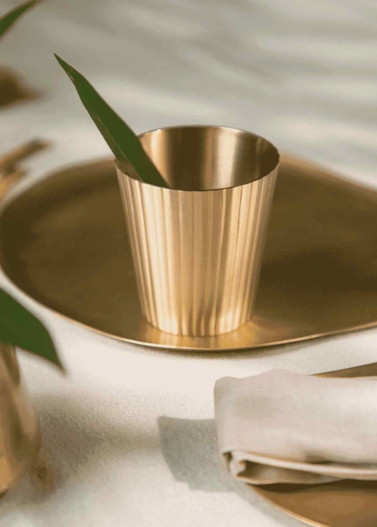 Avisa Brass Tumblers | Handcrafted Fluted Glasses (Set of 2)