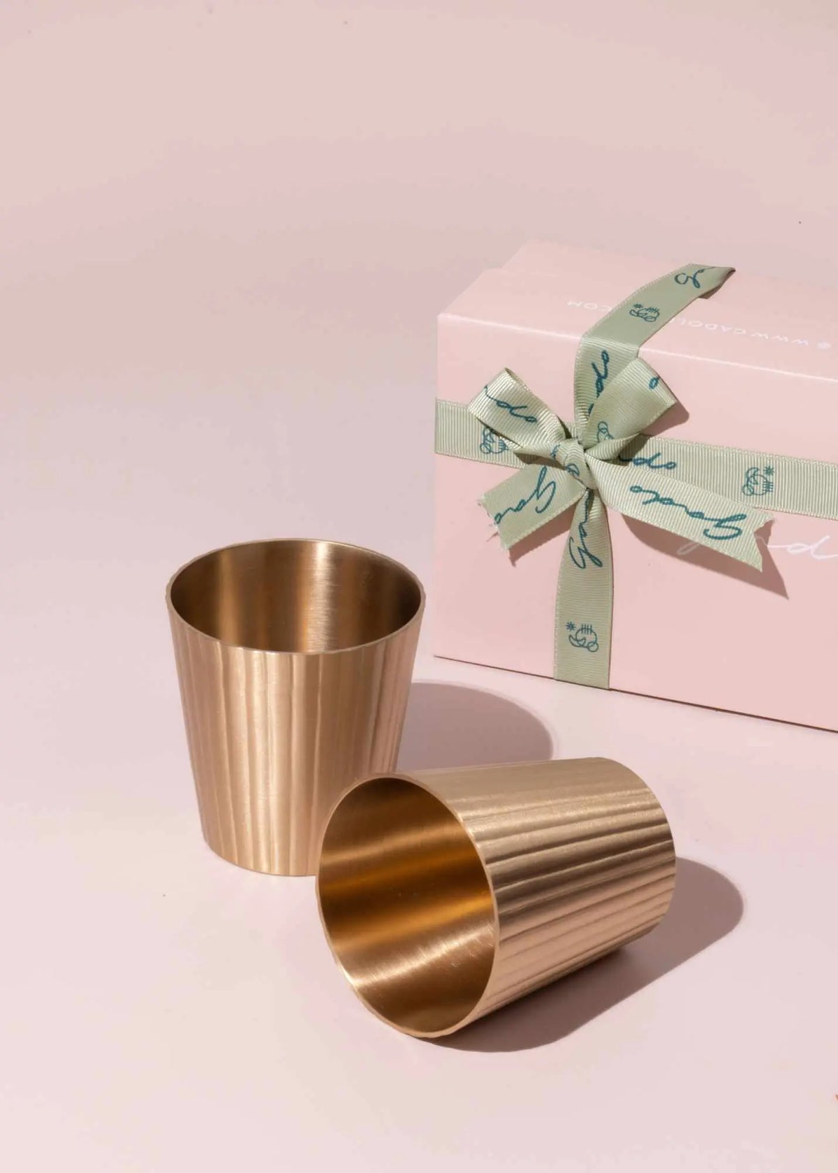Avisa Brass Tumblers | Handcrafted Fluted Glasses (Set of 2)