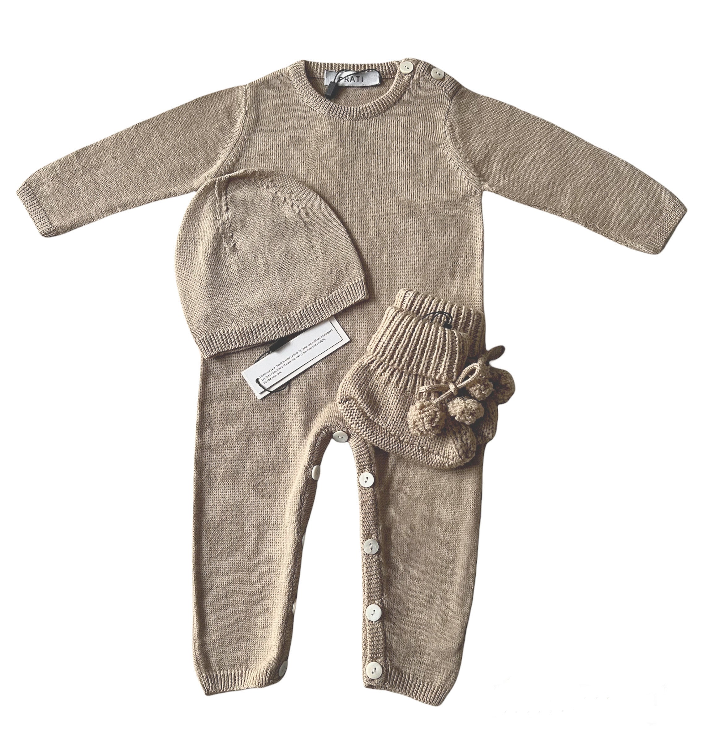 Baby pajamas, beanie and booties set