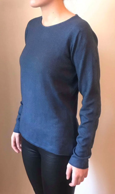 Cashmere crew neck old man blue