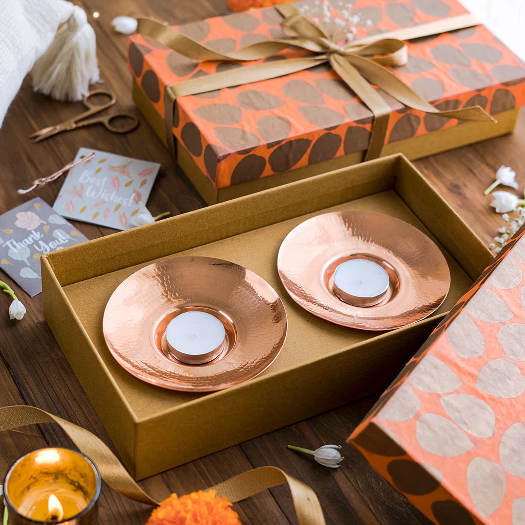 Copper Tea-light Holders | Gift Set of 2