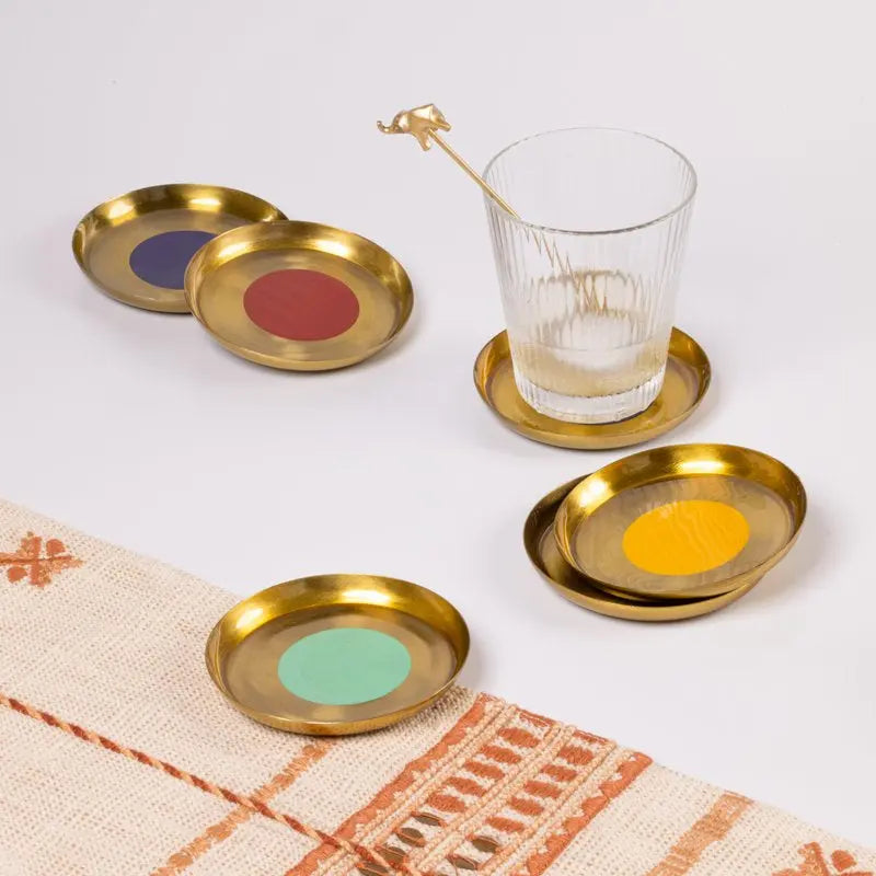 Cirque Enamelled Coasters | Handmade Primary Colors Set of 4