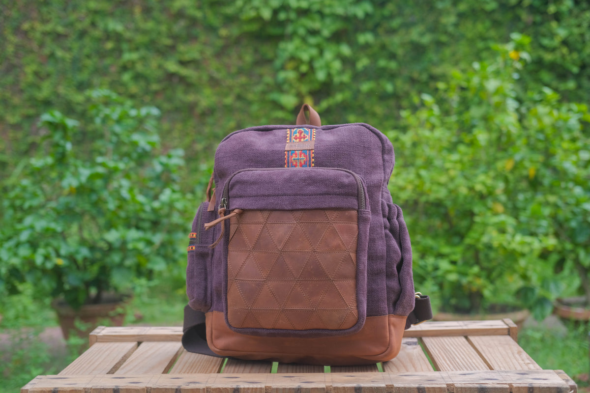 Custom Awkward Cousin Backpack | One-of-a-Kind Upcycled Leather & Jute