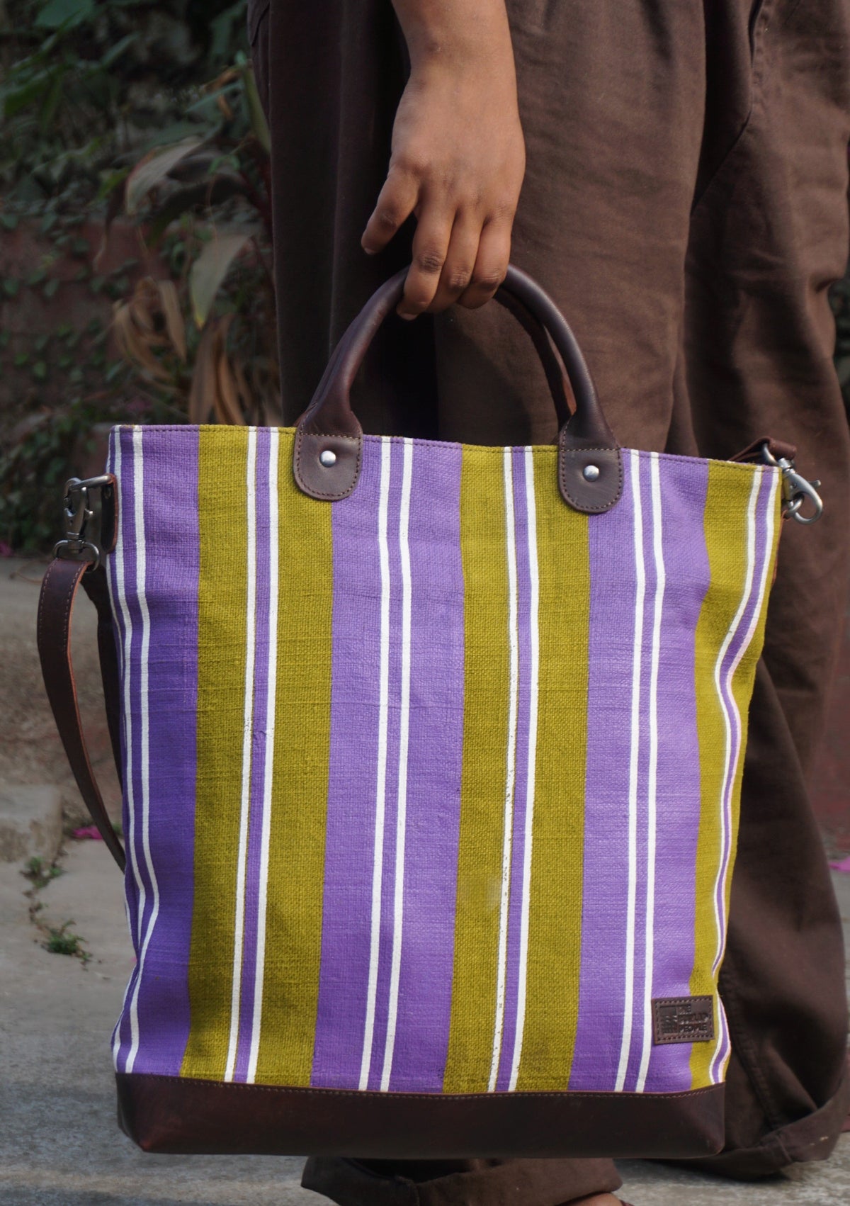 Kalaa Striped Forager | Handstitched Striped Jute Tote Bag | Indian Artisan
