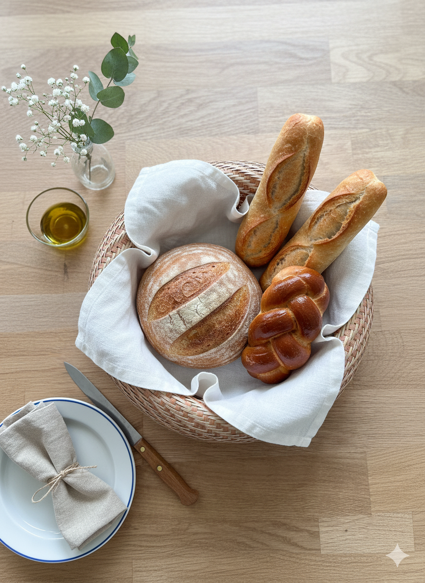 Handwoven Bamboo Bread Basket | Artisan Indian Serving Bowl