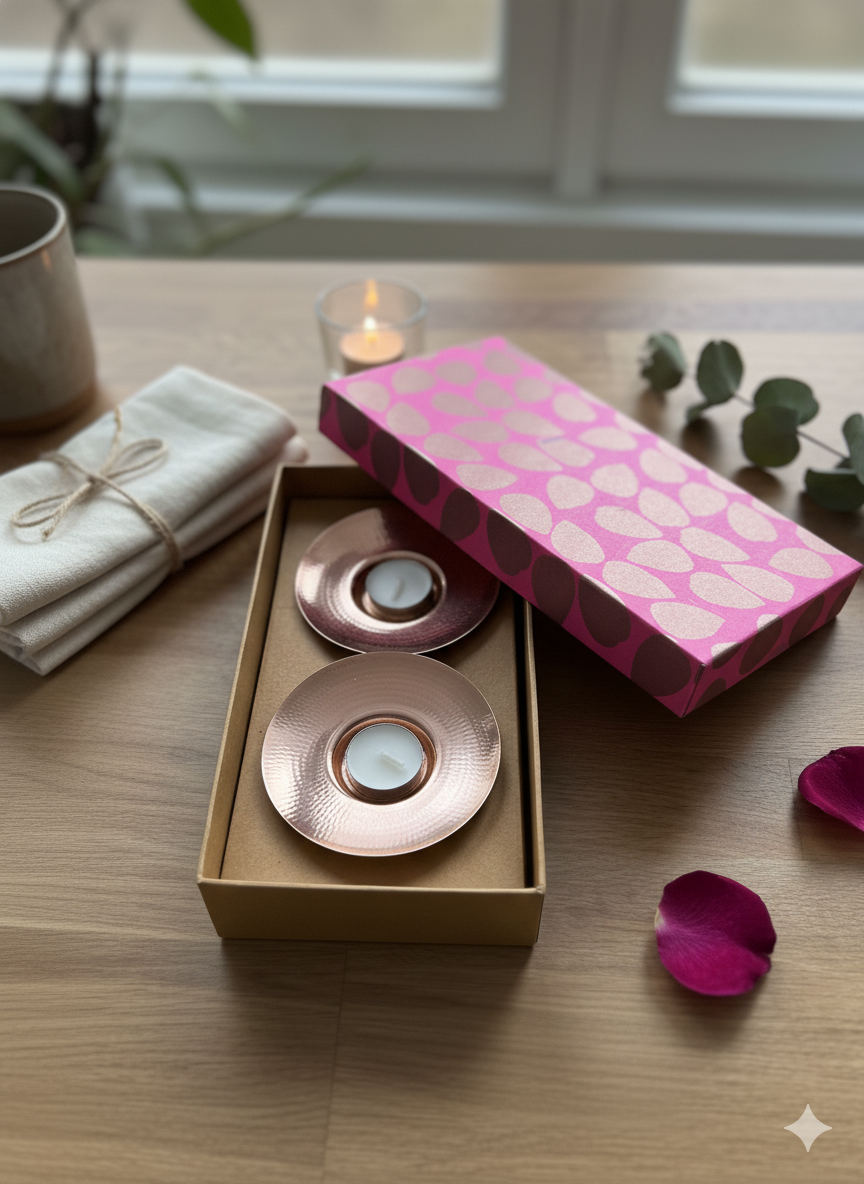 Copper Tea-light Holders | Gift Set of 2