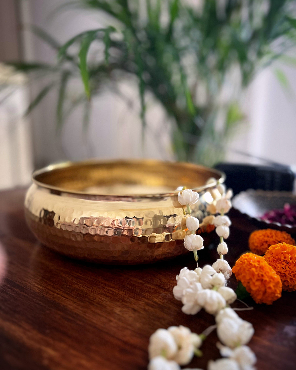 Hammered Brass Urli Bowl | Handcrafted Decorative Bowl