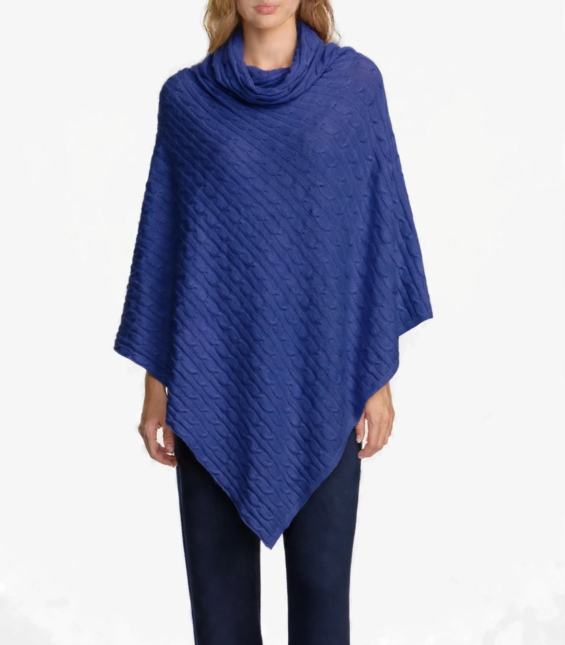 Cashmere cable poncho sand