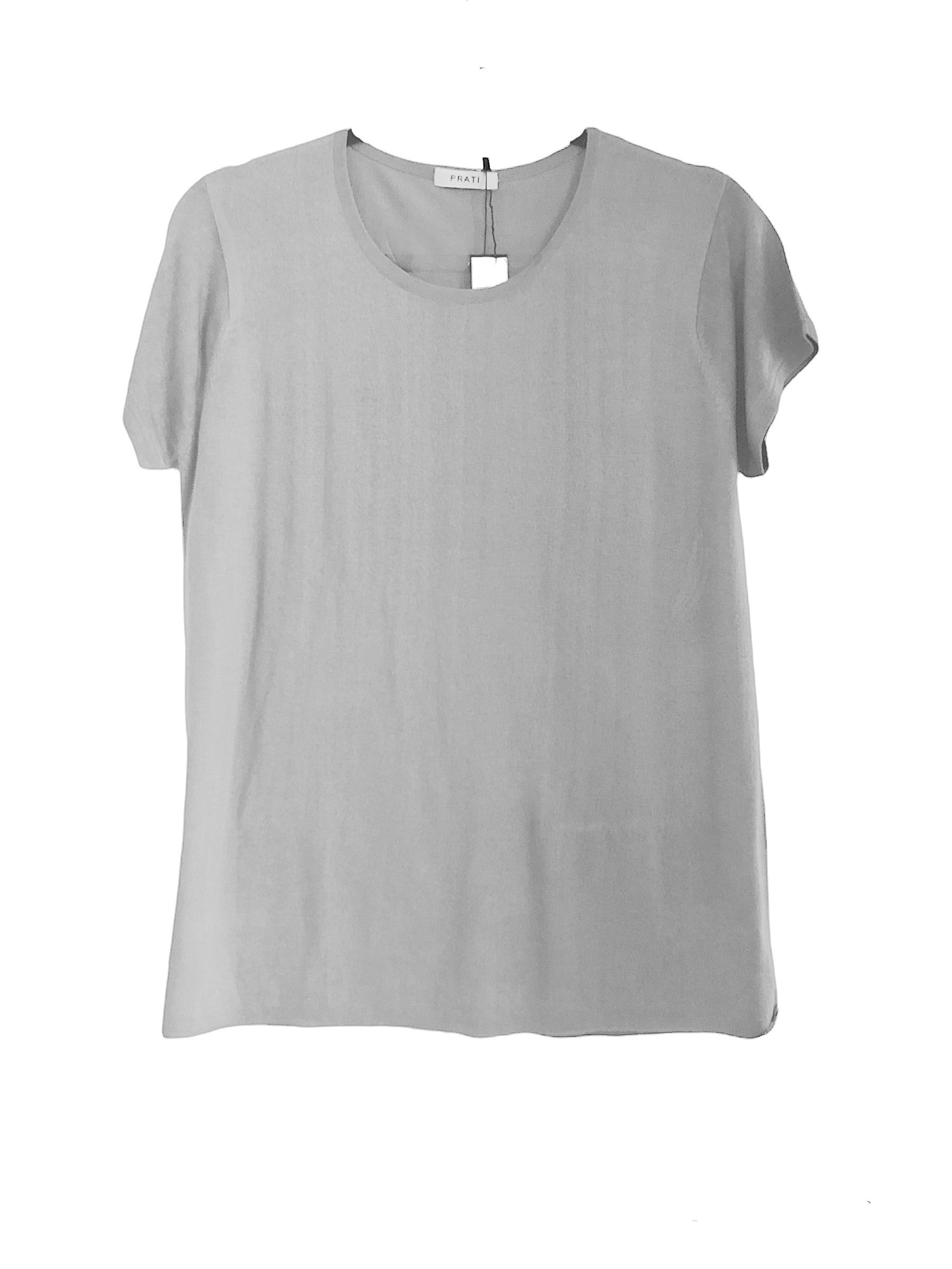 Cashmere Silk crew short sleeve t shirt sweater navy