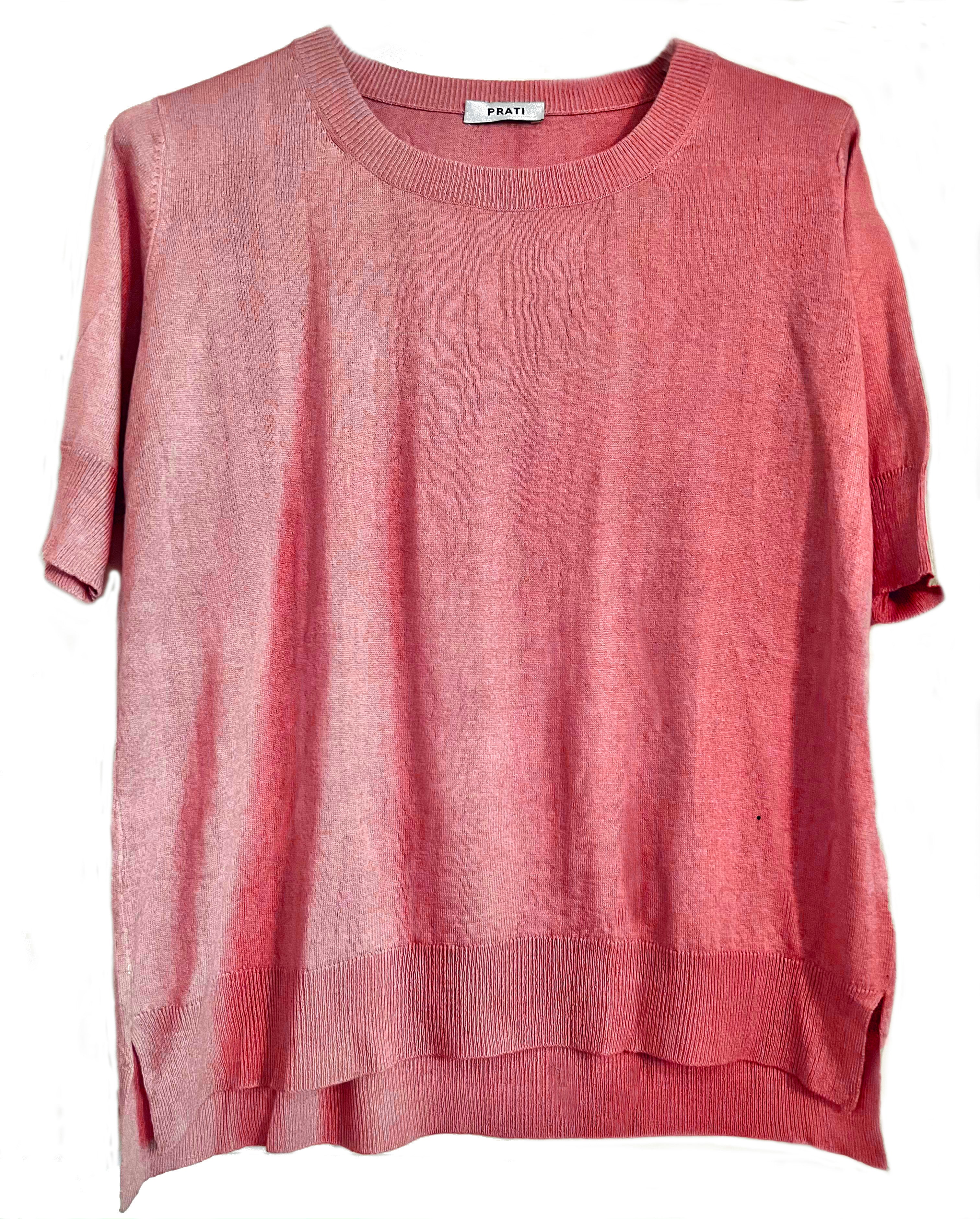 Cashmere silk crew short sleeve sweater eucalyptus