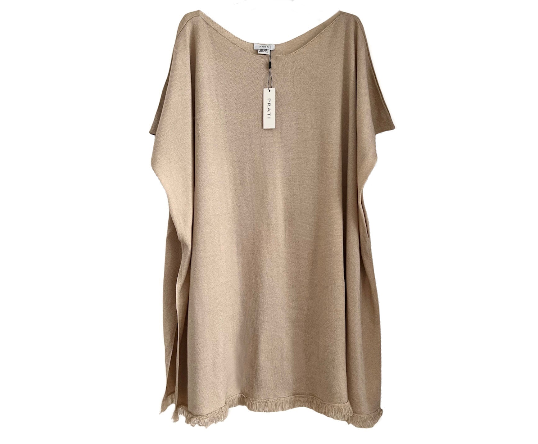 Resort cashmere Silk poncho cover up fringes camel