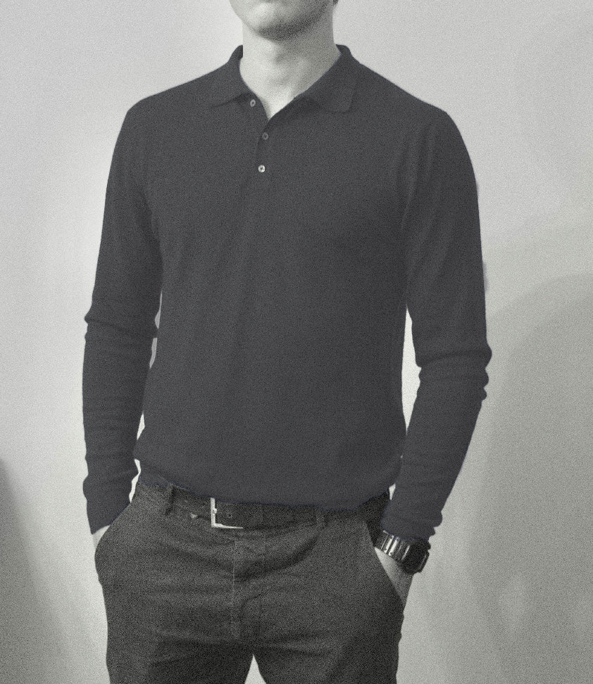 Men´s  cashmere silk button down jeans blue