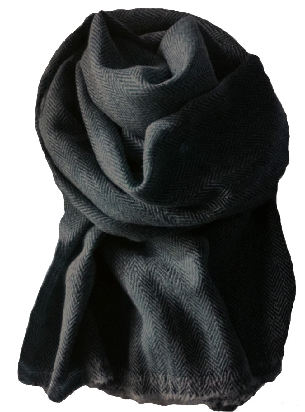Herringbone scarf with short fringe black