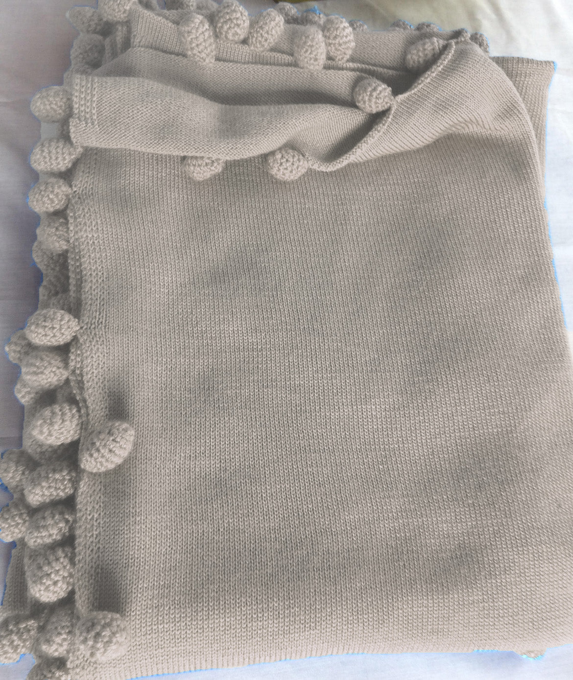 100% Cashmere blanket with pom poms  60x 180 cm
